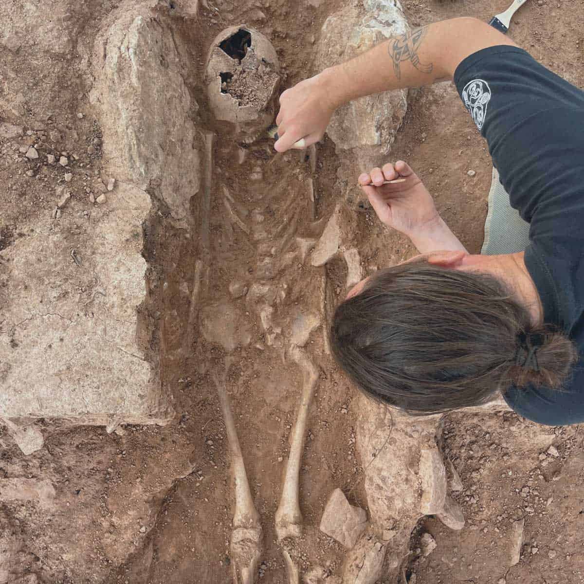 Ausgrabung eines Skeletts