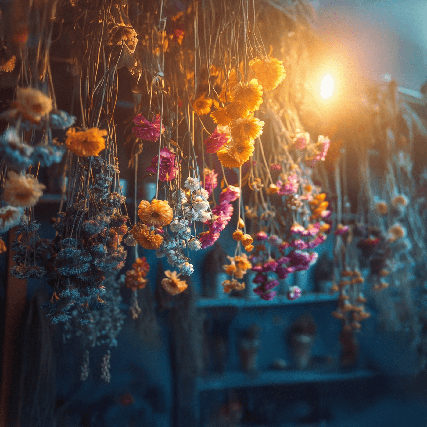 Bunte Blumen in der Blumenhalle