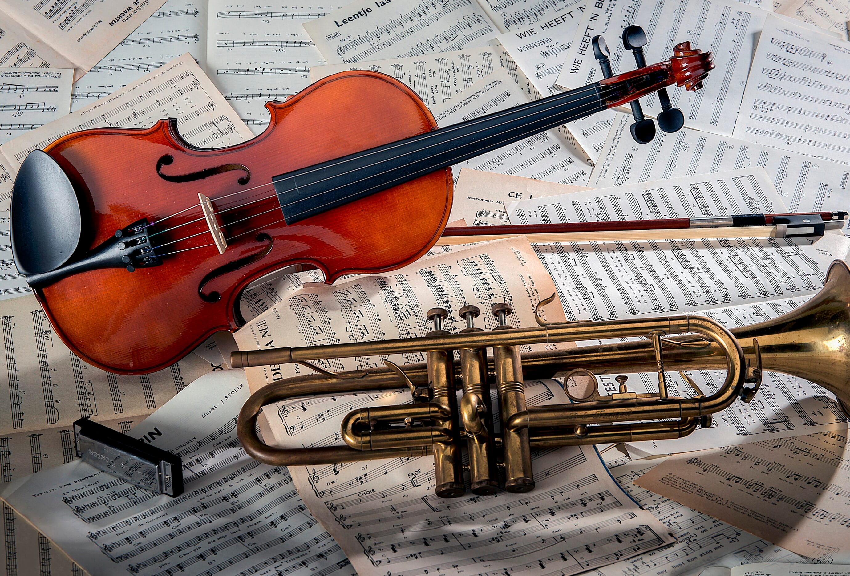 Musik, Geige, Trompete, Noten, musikalisch