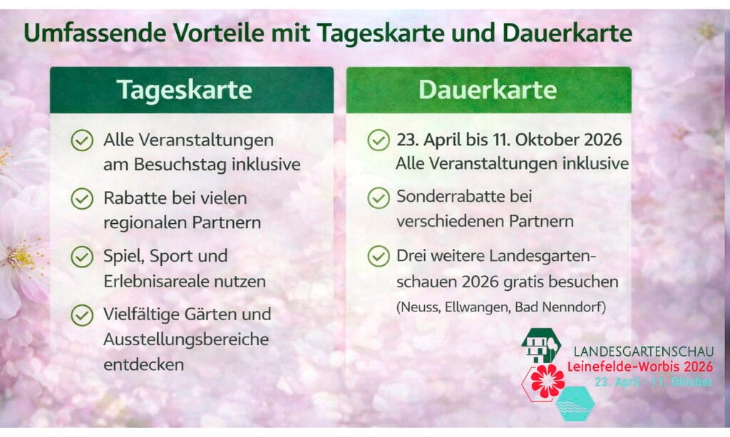 Rabatte, Veranstaltungen, Erlebnisorte: Das steckt alles im LGS-Ticket