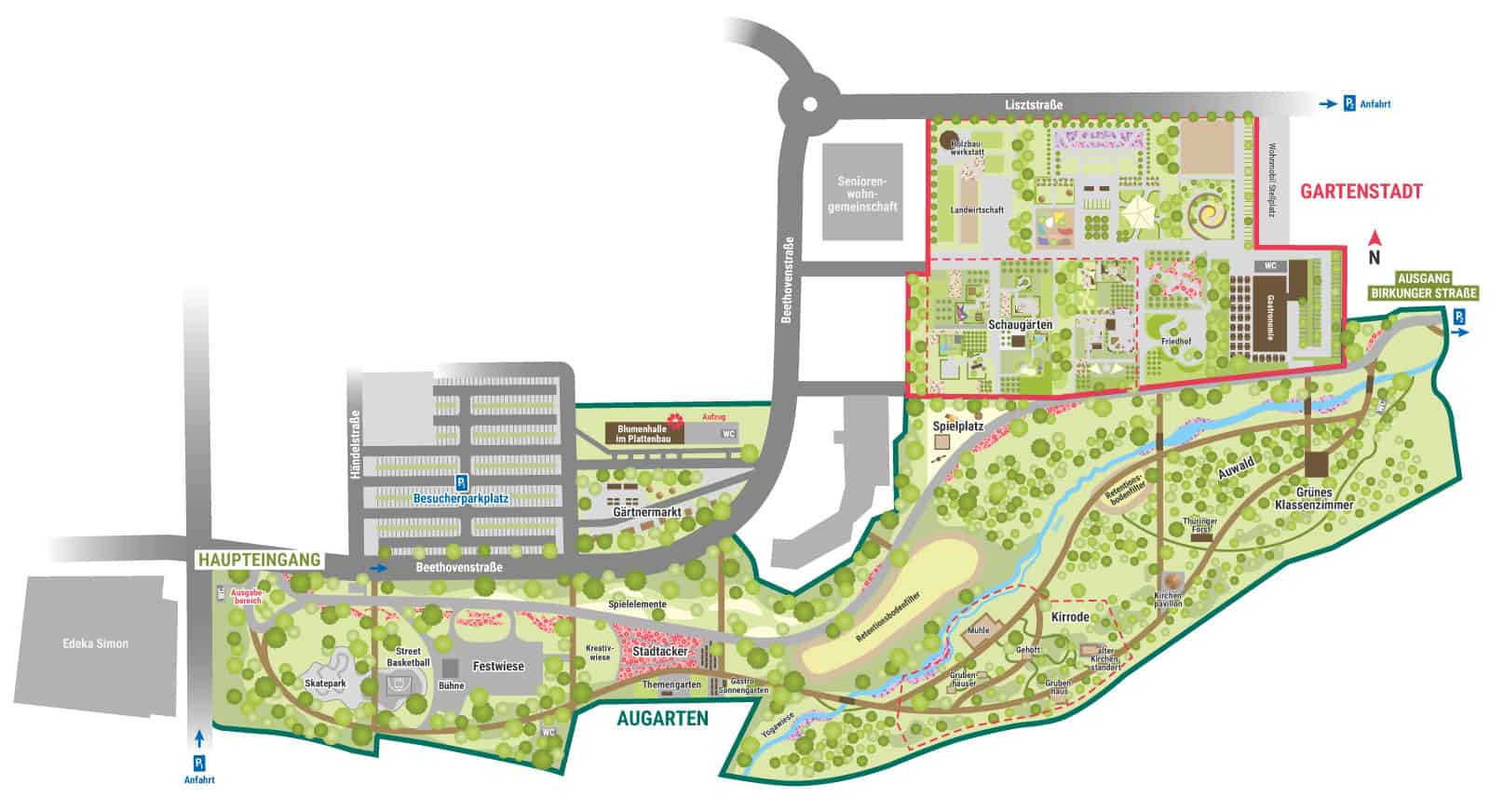 Geländeplan Augarten und Gartenstadt