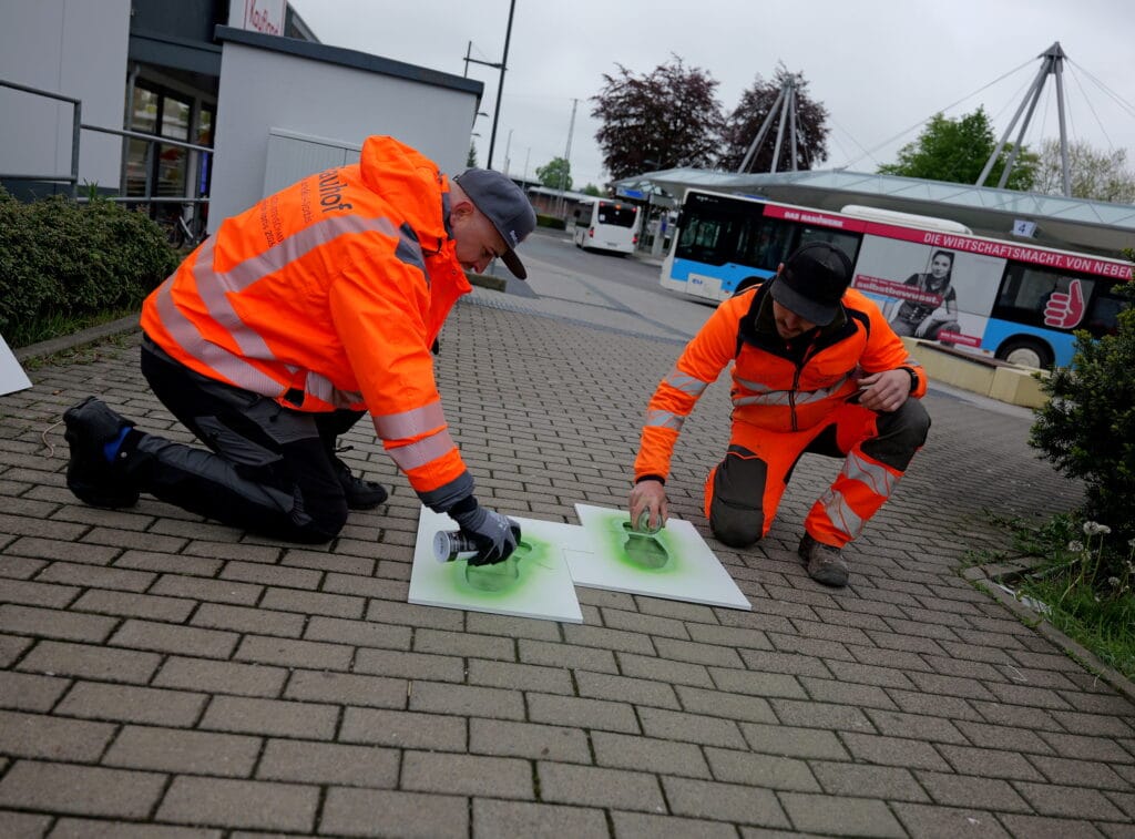 Grüne Fußspuren weisen den Weg zur Landesgartenschau